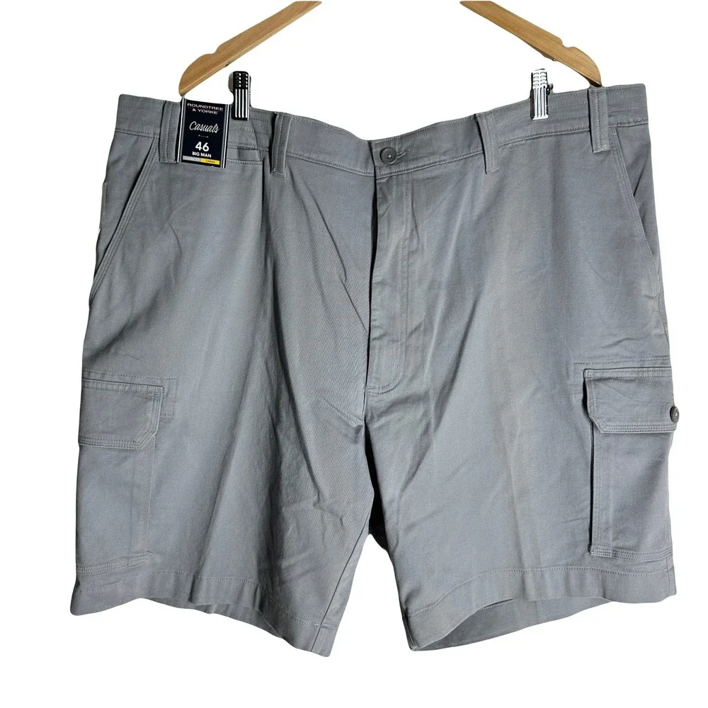 NWT Roundtree & Yorke Casual Mens Shorts 46 Gray Flat Front Stretch 9